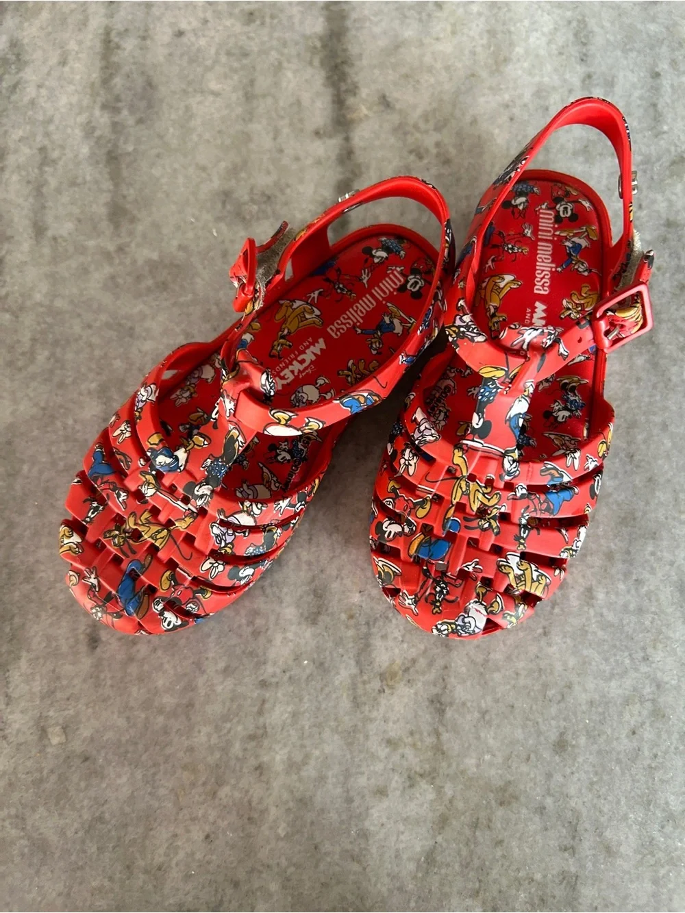 Mini Melissa x Disney Red Mickey Kids Jelly Sandals Size 10
